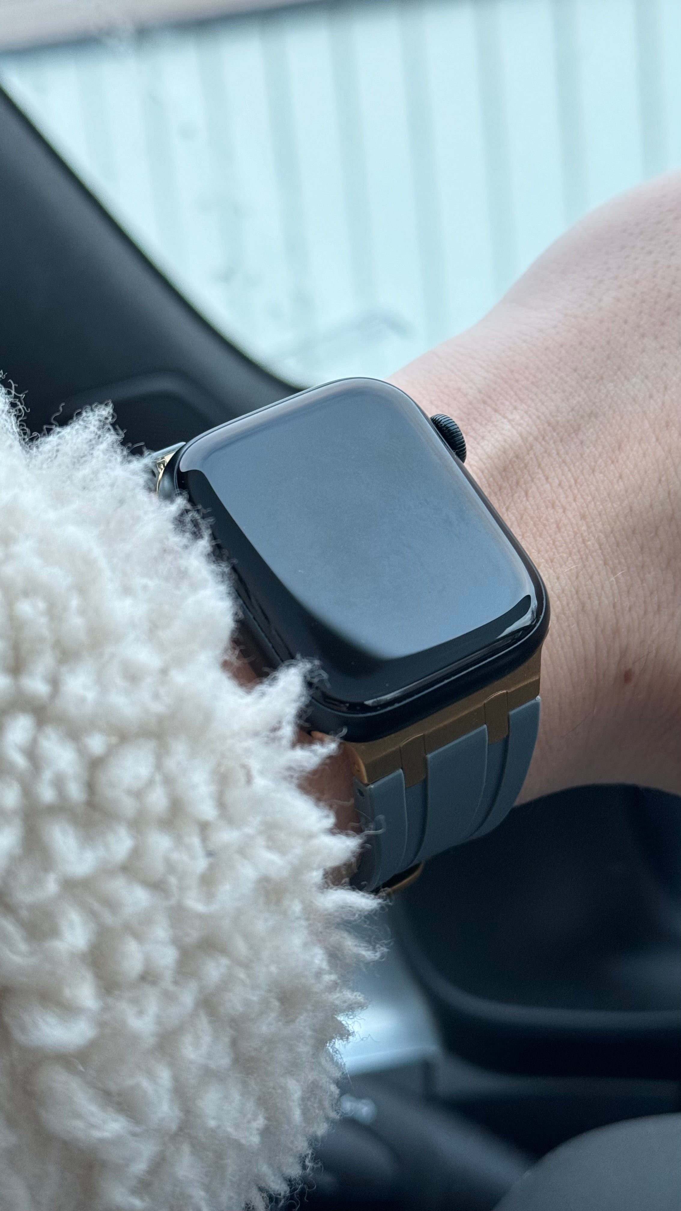 Premium Silicone Band for Apple Watch - Grey with Gold Pin Buckle