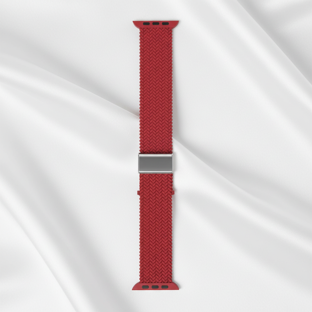 Flätat Nylonarmband Till Apple Watch - Röd