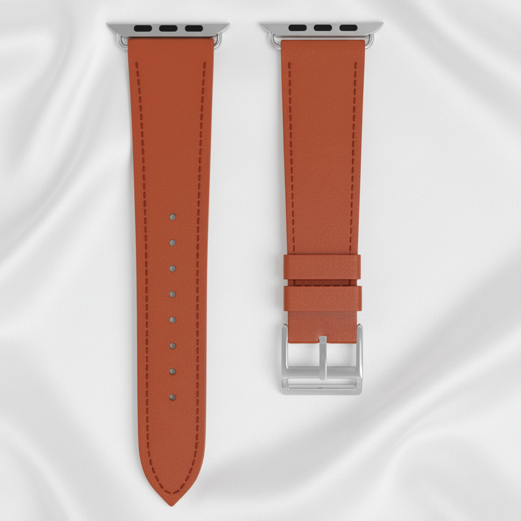 Premium Läderarmband Till Apple Watch - Orange 
