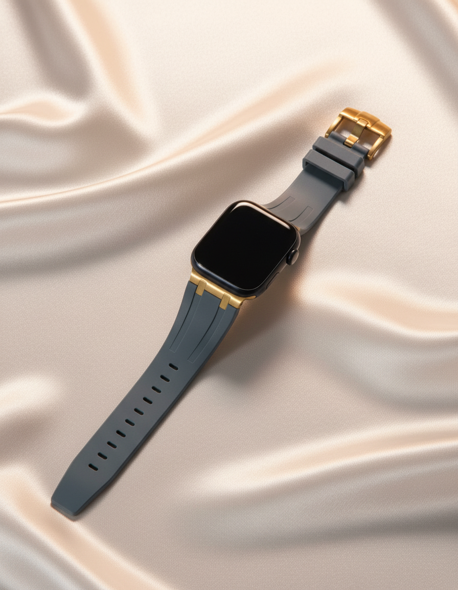 Premium silikonarmband till Apple Watch - Grå med guld
