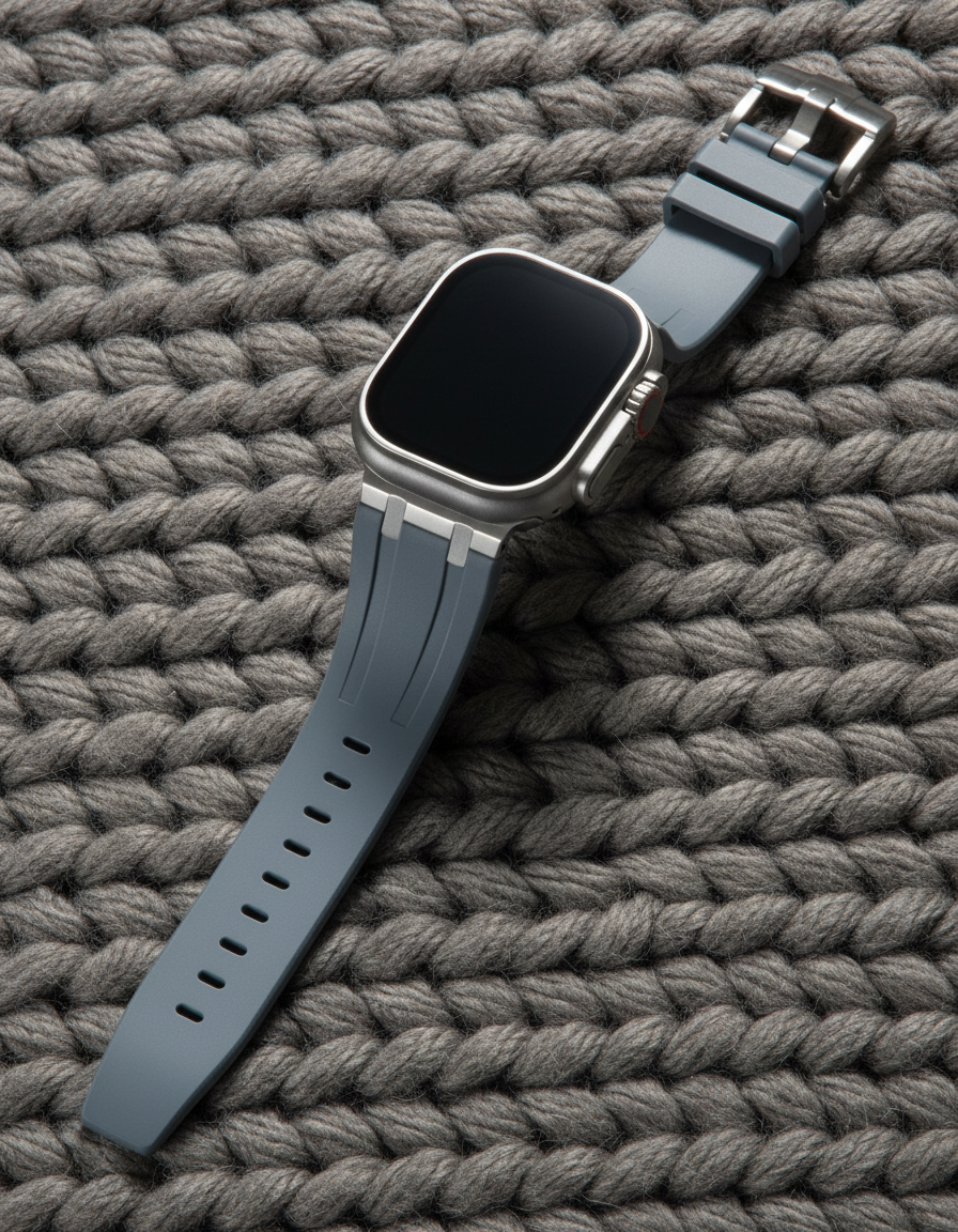 Premium Silicone Band for Apple Watch - Grey with Silver Pin Buckle
