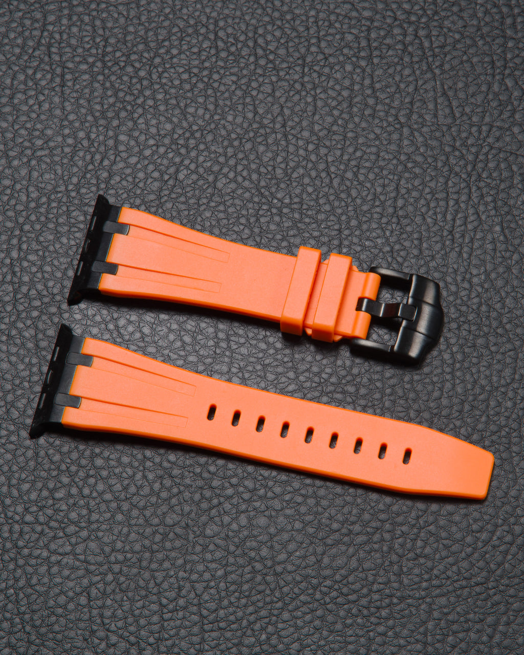 Premium Silicone Band for Apple Watch - Orange with Black Pin Buckle