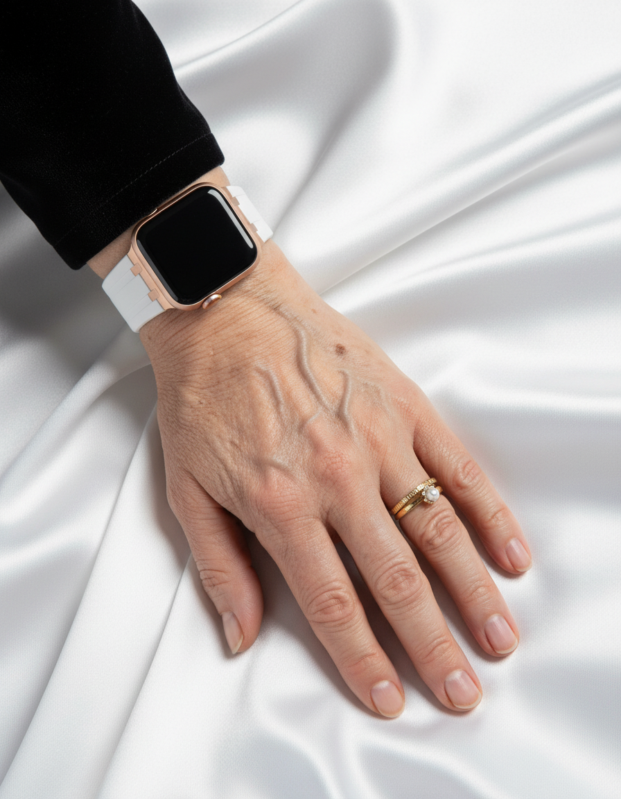 Premium silikonarmband för Apple Watch - Vit med roséguld 