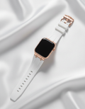 Premium silikonarmband för Apple Watch - Vit med roséguld 