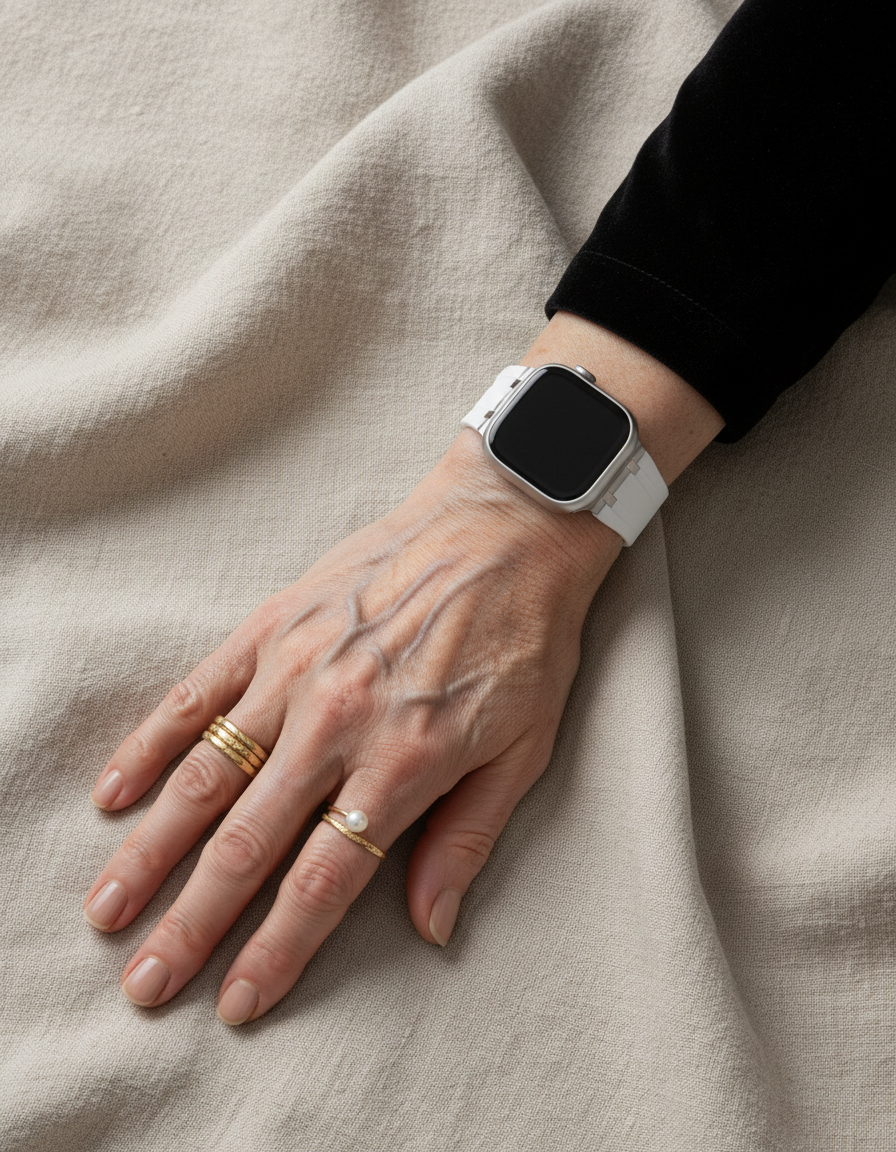 Premium silikonarmband till Apple Watch - Vit med silver 