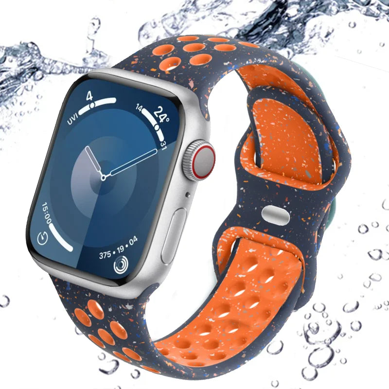 Sports Rubber Band for For Apple Watch - Blue and Orange