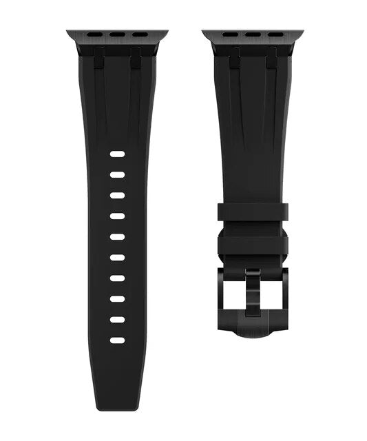 Premium Silicone Band for Apple Watch - Black with Black Pin Buckle