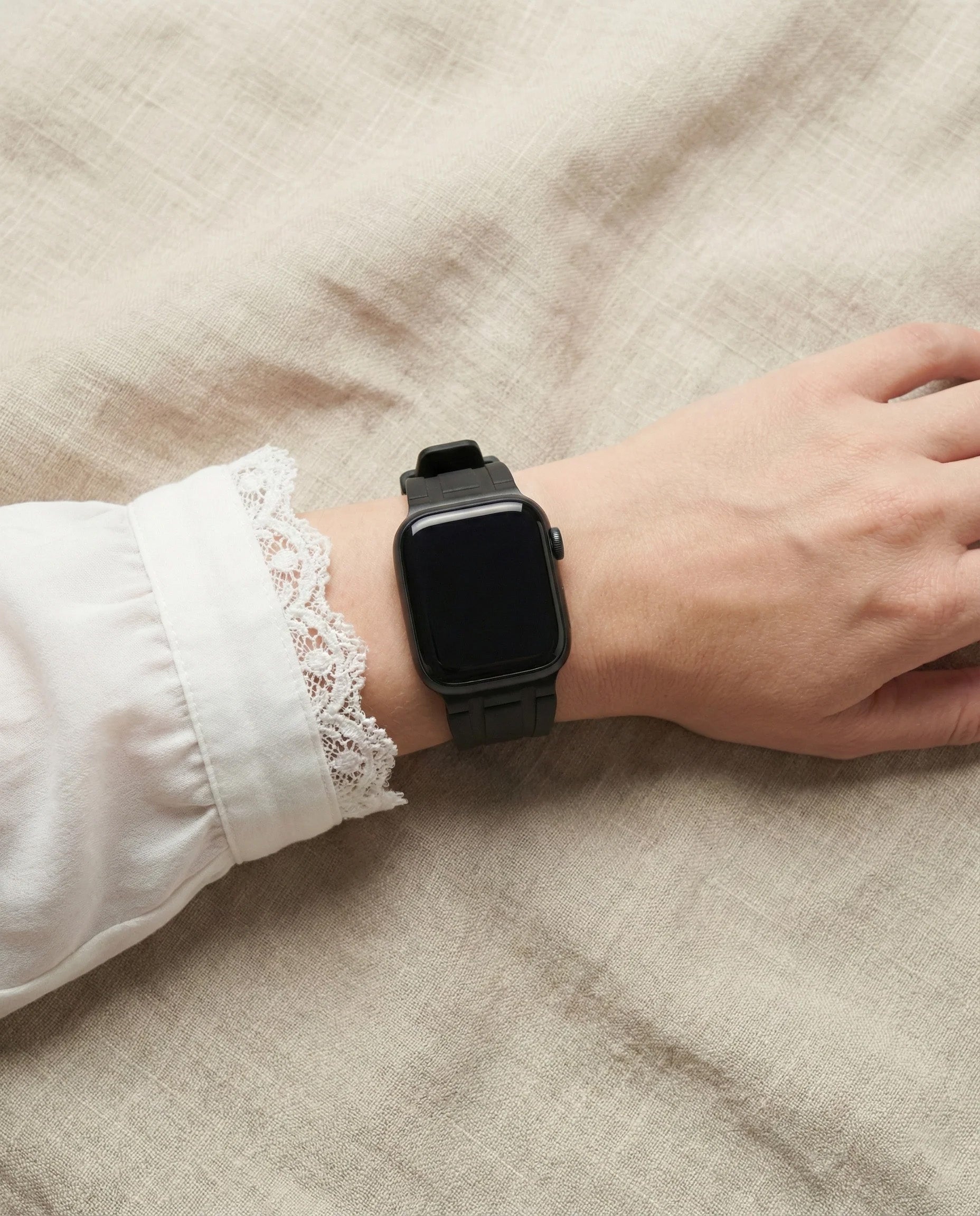 Premium silikonarmband till Apple Watch - Svart med svart