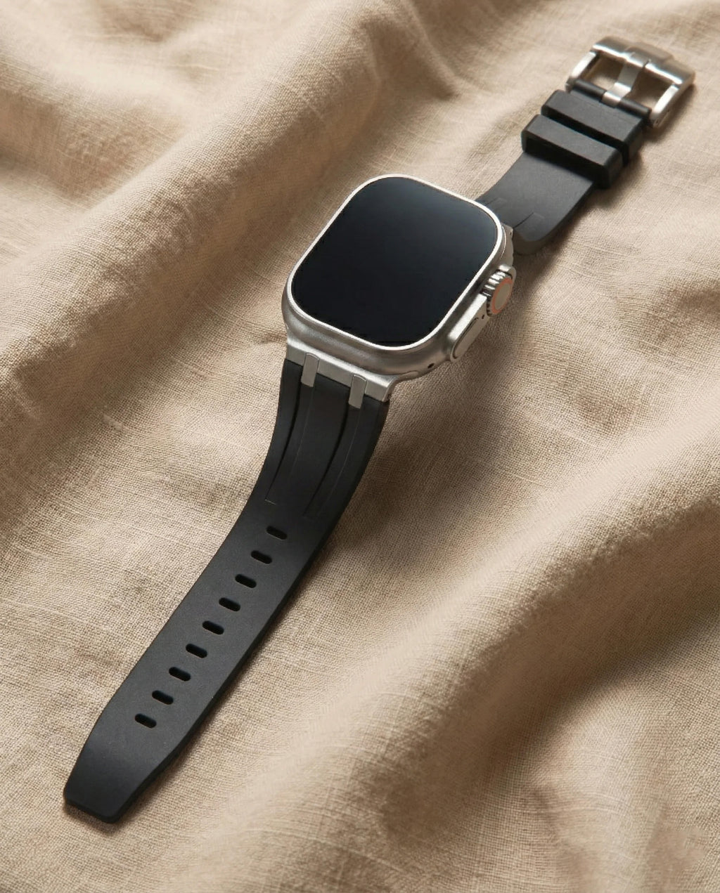 Premium silikonarmband till Apple Watch - Svart med silver